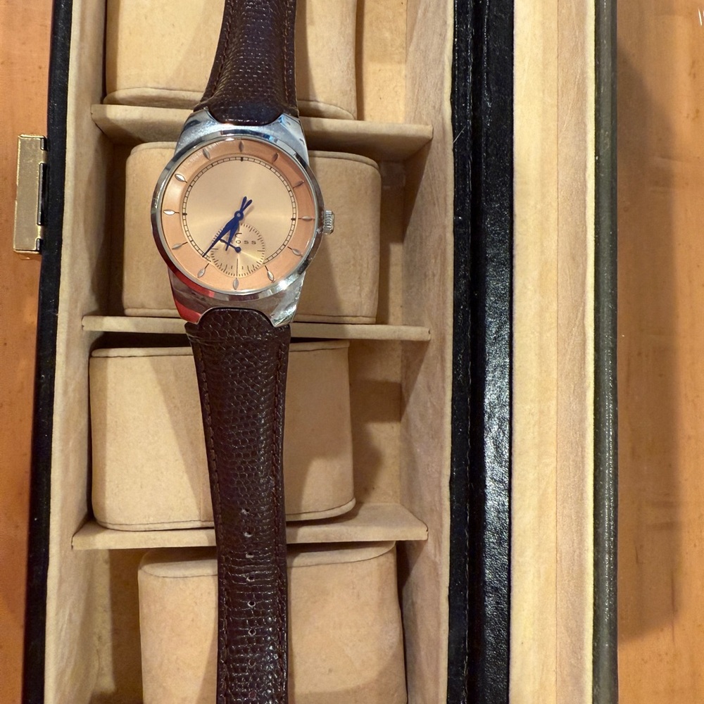 Brown Leather and Silver Watch with Light Dial